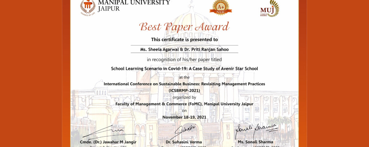 best research paper at Manipal University, Jaipur