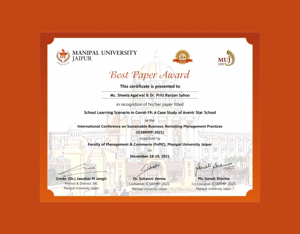 best research paper at Manipal University, Jaipur